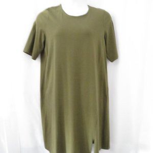 Eileen Fisher Large Organic Cotton Spandex Lagenlook Comfort Short Sleeve Dress